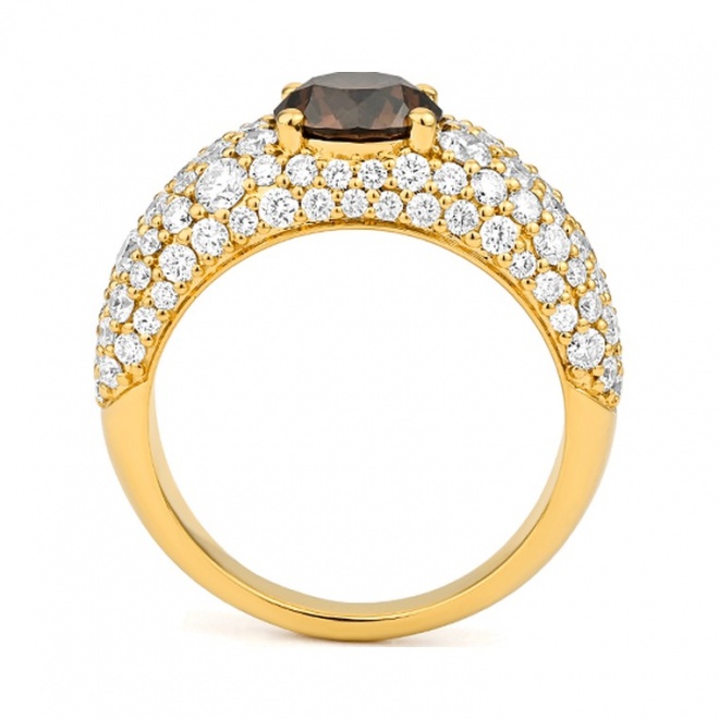 Anillo de oro amarillo de 18 Kt con diamantes de 3,35 ct