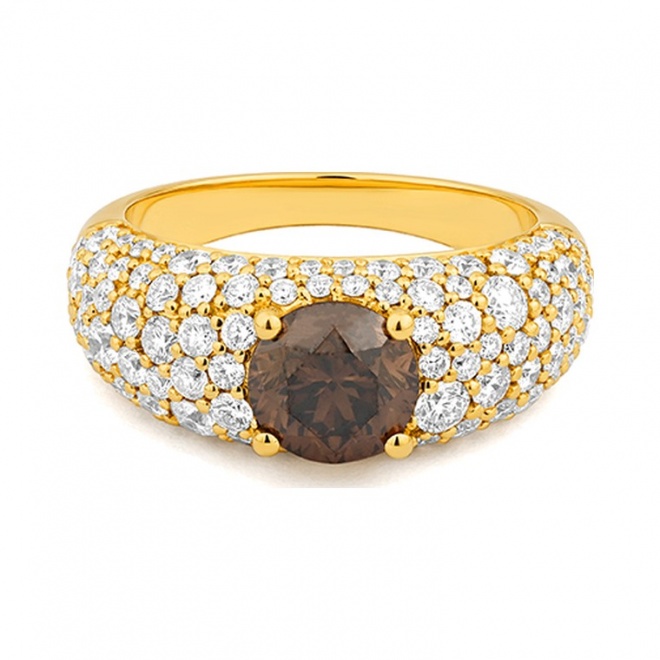Anillo de oro amarillo de 18 Kt con diamantes de 3,35 ct