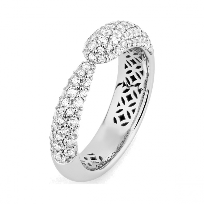 Anillo Pavé de oro blanco de 18 Kt con diamantes de 0,95 ct