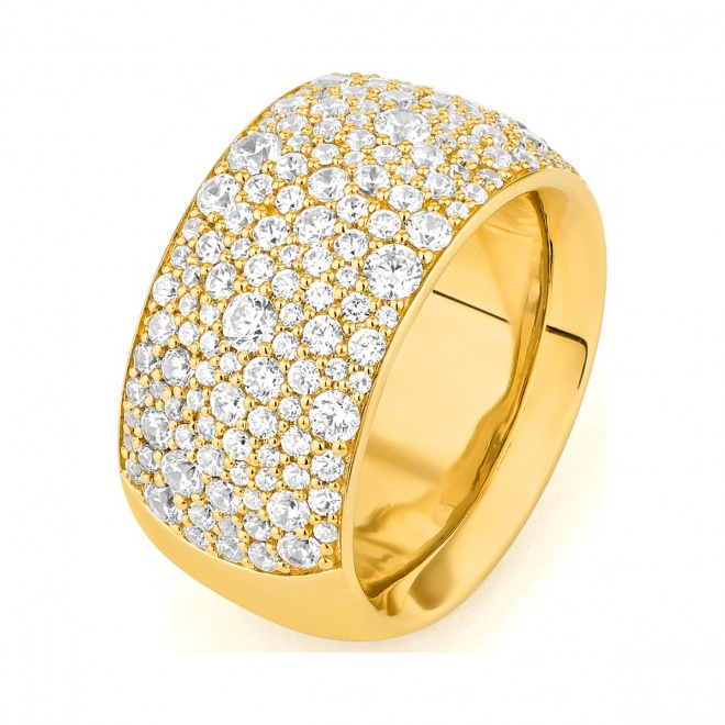 Anillo Media alianza de oro amarillo de 18 Kt con diamantes de 2,30 ct