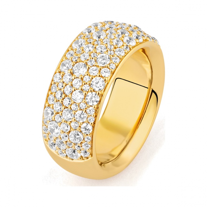 Anillo Media alianza de oro amarillo de 18 Kt con diamantes de 1,90 ct