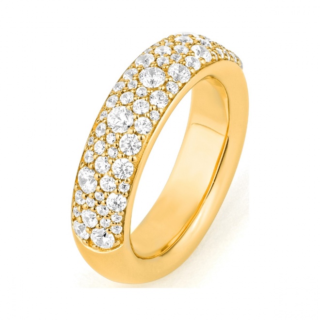 Anillo Media alianza de oro amarillo de 18 Kt con diamantes de 1,25 ct