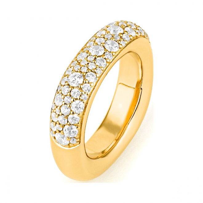 Anillo Media alianza de oro amarillo de 18 Kt con diamantes de 1,30 ct