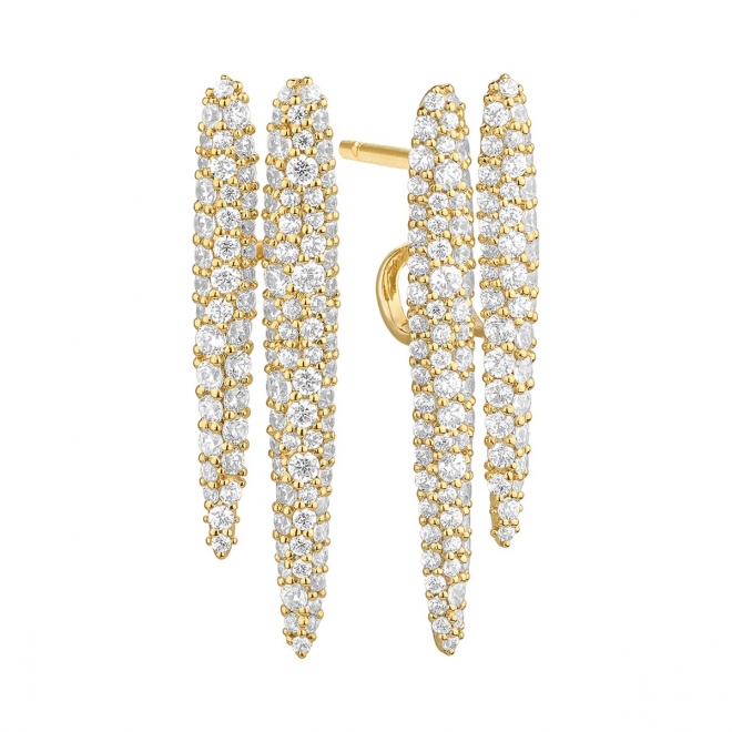 Pendientes Largos de oro amarillo de 18 Kt con diamantes de 1,95 ct