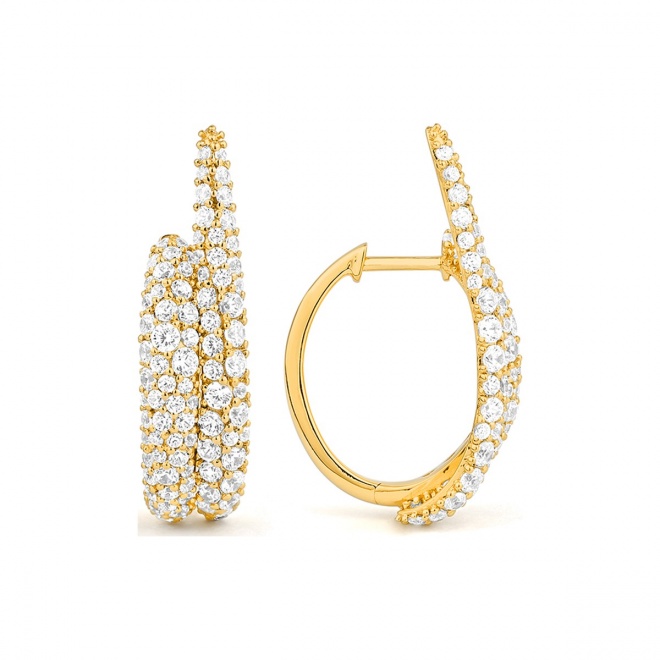 Pendientes Criollas de oro amarillo de 18 Kt con diamantes de 1,84 ct