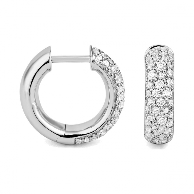 Pendientes Criollas de oro blanco de 18 Kt con diamantes de 0,75 ct