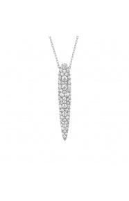 Colgante Largo de oro blanco de 18 Kt con diamantes de 0,65 ct