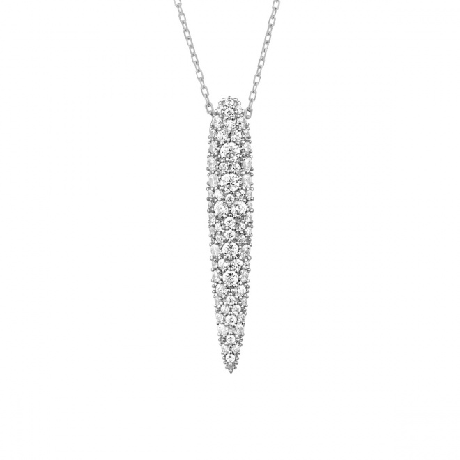 Colgante Largo de oro blanco de 18 Kt con diamantes de 0,65 ct