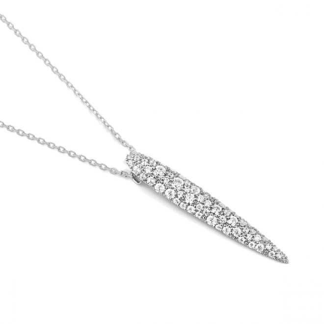 Colgante Largo de oro blanco de 18 Kt con diamantes de 0,65 ct