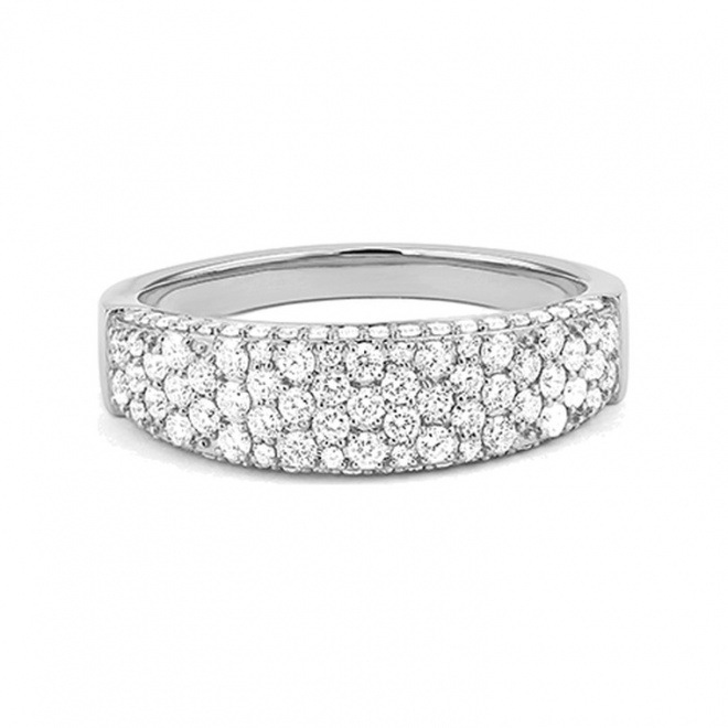 Anillo Media alianza de oro blanco de 18 Kt con diamantes de 1,10 a 3,10 ct