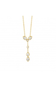 Colgante Largo de oro amarillo de 18 Kt con diamantes talla pera de 0,45 ct