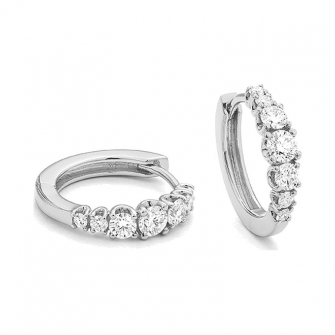 Pendientes Criollas de oro blanco de 18 Kt con diamantes de 0,41 a 0,68 ct