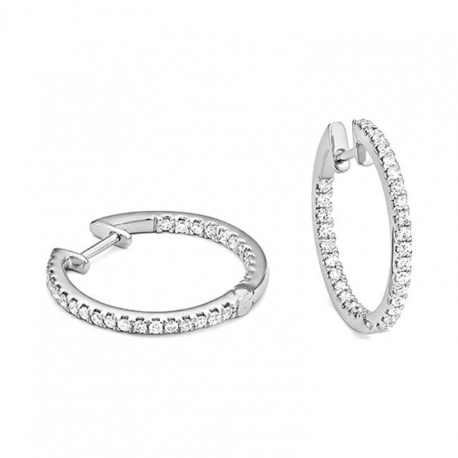 Pendientes Criollas de oro blanco de 18 Kt con diamantes de 0,33 a 2,25 ct