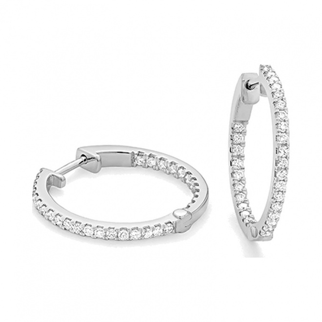 Pendientes Criollas de oro blanco de 18 Kt con diamantes de 0,60 ct
