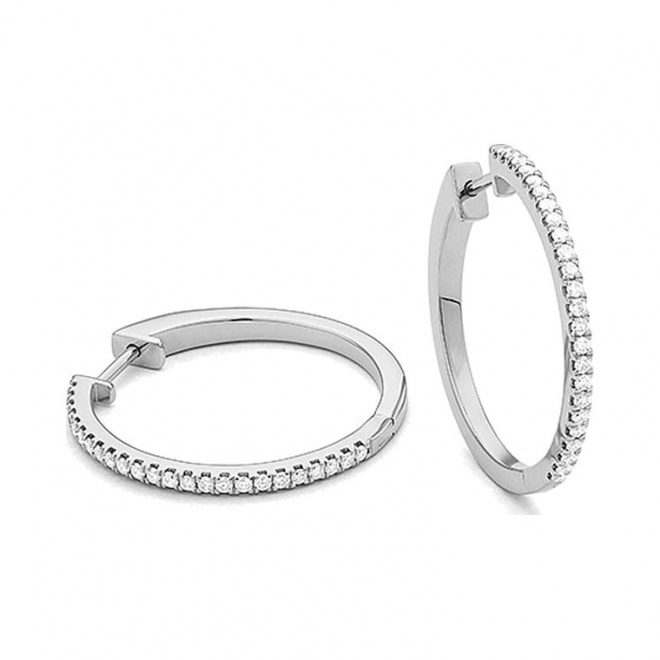 Pendientes Criollas de oro blanco de 18 Kt con diamantes de 0,18 a 0,94 ct