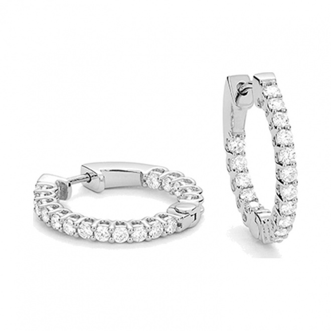 Pendientes Criollas de oro blanco de 18 Kt con diamantes de 0,50 a 4,00 ct