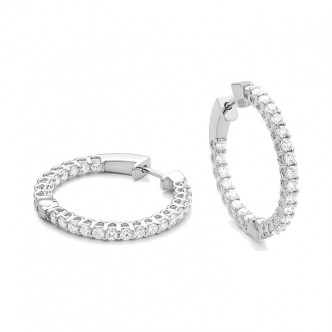 Pendientes Criollas de oro blanco de 18 Kt con diamantes de 0,50 a 4,00 ct