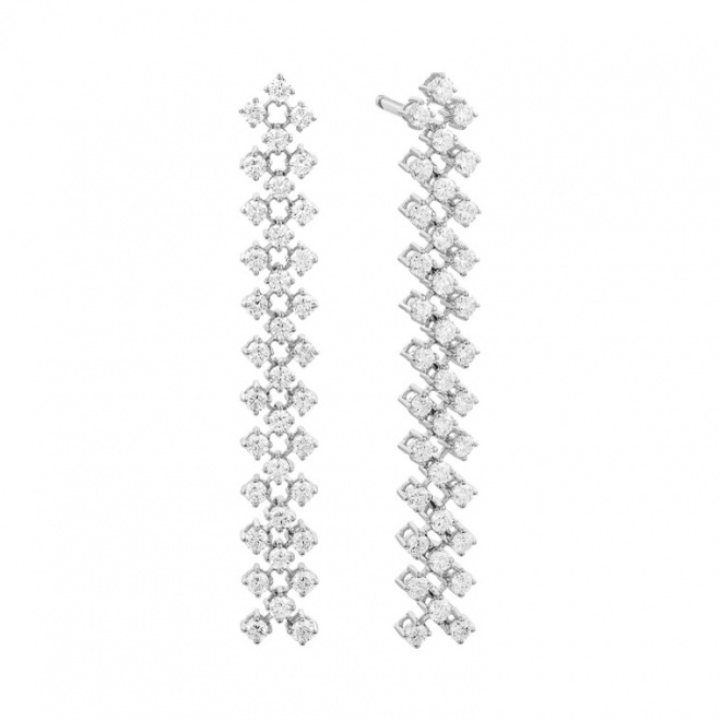 Pendientes Largos de oro blanco de 18 Kt con diamantes de 1,85 ct