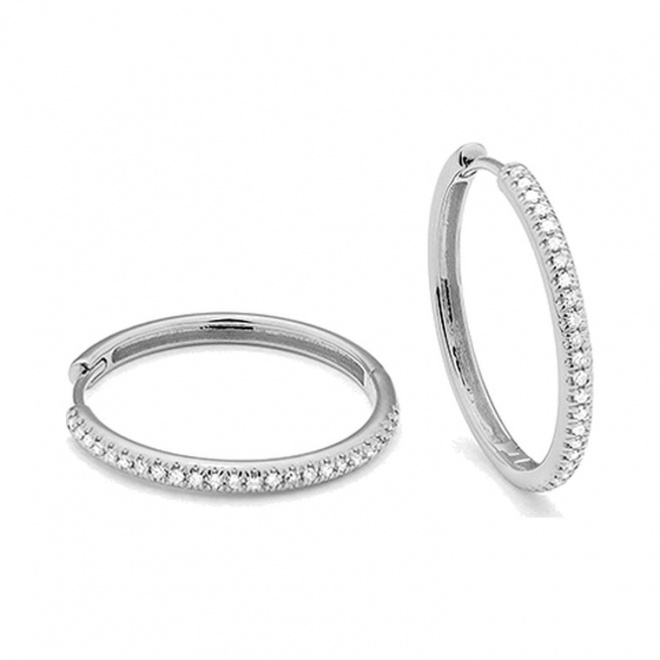 Pendientes Criollas de oro blanco de 18 Kt con diamantes de 0,08 a 0,18 ct