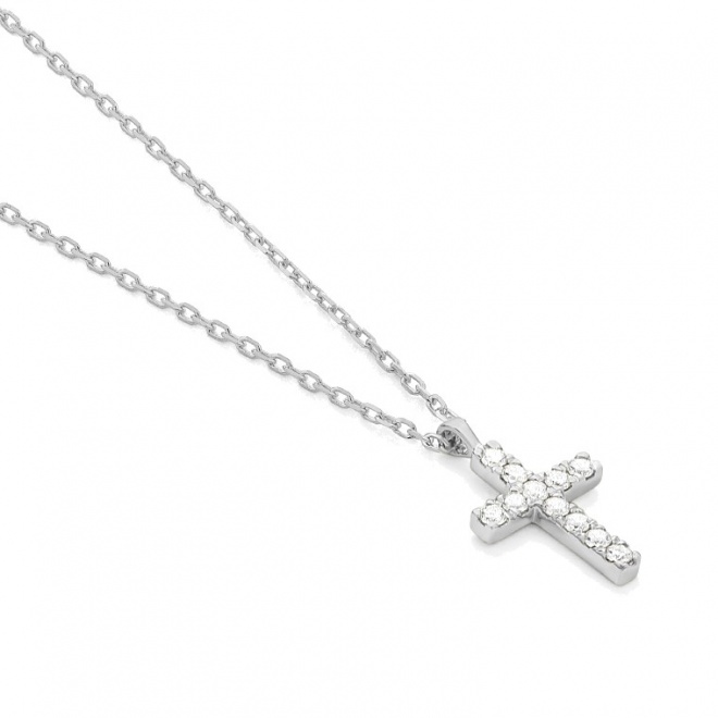 Colgante Cruz de oro blanco de 18 Kt con diamantes de 0,10 a 0,38 ct