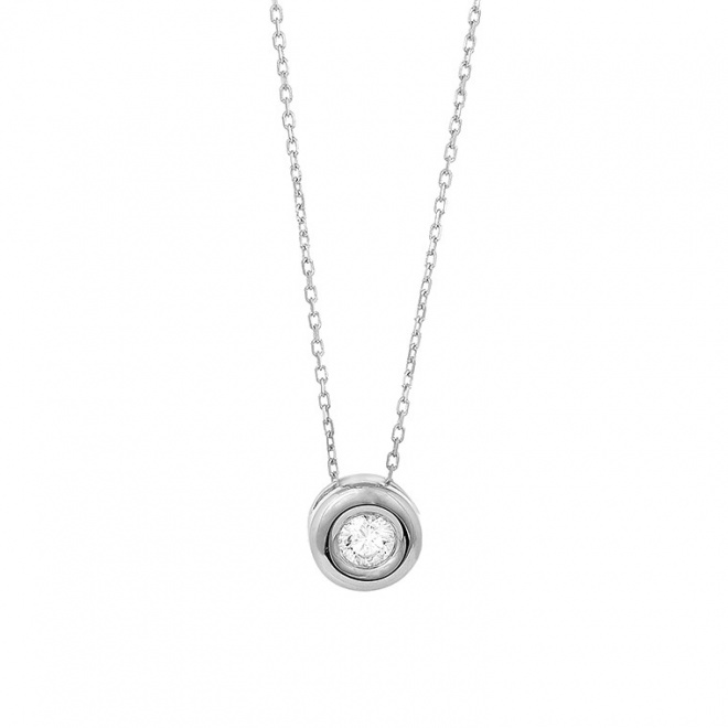 Colgante Solitario de oro blanco de 18 Kt con diamante de 0,05 a 0,50 ct
