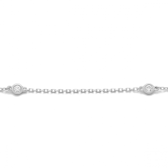 Collar Cadena con motivos de oro blanco de 18 Kt con diamantes de 0,16 ct