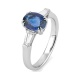 Anillo de oro blanco de 18 Kt con zafiro azul de 2,05 ct y diamantes de 0,45 ct