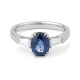 Anillo de oro blanco de 18 Kt con zafiro azul de 2,05 ct y diamantes de 0,45 ct