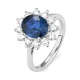 Anillo de oro blanco de 18 Kt con zafiro azul de 2,80 ct y diamantes de 0,85 ct