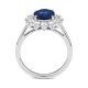 Anillo de oro blanco de 18 Kt con zafiro azul de 2,80 ct y diamantes de 0,85 ct