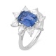 Anillo de oro blanco de 18 Kt con zafiro azul y diamantes de 1,25 ct
