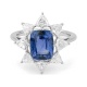 Anillo de oro blanco de 18 Kt con zafiro azul y diamantes de 1,25 ct