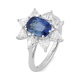 Anillo de oro blanco de 18 Kt con zafiro azul y diamantes de 1,25 ct
