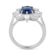 Anillo de oro blanco de 18 Kt con zafiro azul y diamantes de 1,25 ct