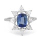 Anillo de oro blanco de 18 Kt con zafiro azul y diamantes de 1,25 ct