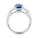 Anillo de oro blanco de 18 Kt con zafiro azul de 3,08 ct y diamantes de 0,43 ct
