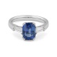 Anillo de oro blanco de 18 Kt con zafiro azul de 3,08 ct y diamantes de 0,43 ct
