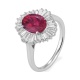 Anillo Bailarina de oro blanco de 18 Kt con rubelita de 1,92 ct y diamantes de 1,00 ct