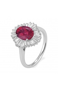 Anillo Bailarina de oro blanco de 18 Kt con rubelita de 1,92 ct y diamantes de 1,00 ct