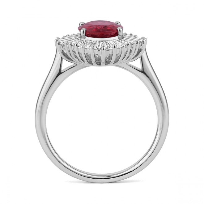 Anillo Bailarina de oro blanco de 18 Kt con rubelita de 1,92 ct y diamantes de 1,00 ct