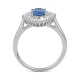 Anillo Bailarina de oro blanco de 18 Kt con zafiro azul de 1,75 ct y diamantes de 0,75 ct