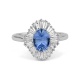 Anillo Bailarina de oro blanco de 18 Kt con zafiro azul de 1,75 ct y diamantes de 0,75 ct