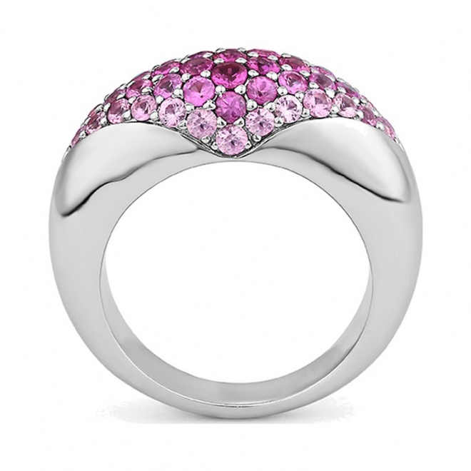 Anillo Pavé de oro blanco de 18 Kt con zafiro rosa de 1,90 ct