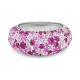 Anillo Pavé de oro blanco de 18 Kt con zafiro rosa de 4,15 ct