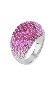 Anillo Pavé de oro blanco de 18 Kt con zafiro rosa de 5,15 ct