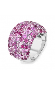 Anillo Pavé de oro blanco de 18 Kt con zafiro rosa de 8,65 ct