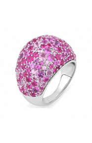 Anillo Pavé de oro blanco de 18 Kt con zafiro rosa de 7,70 ct
