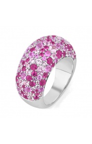Anillo Pavé de oro blanco de 18 Kt con zafiro rosa de 5,65 ct
