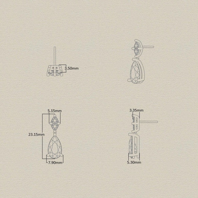 Pendientes Largos de oro blanco de 18 Kt con aguamarina de 4,80 ct y diamantes de 0,63 ct