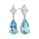 Pendientes Largos de oro blanco de 18 Kt con aguamarina de 2,90 ct y diamantes de 0,65 ct